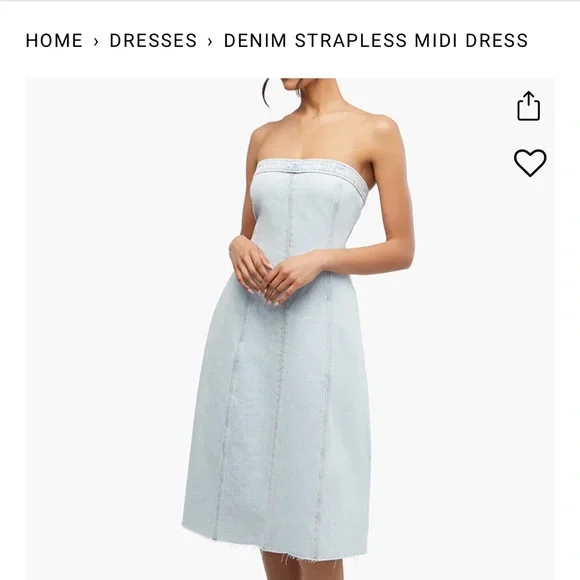 Denim Strapless Midi Dress Super Light / 6